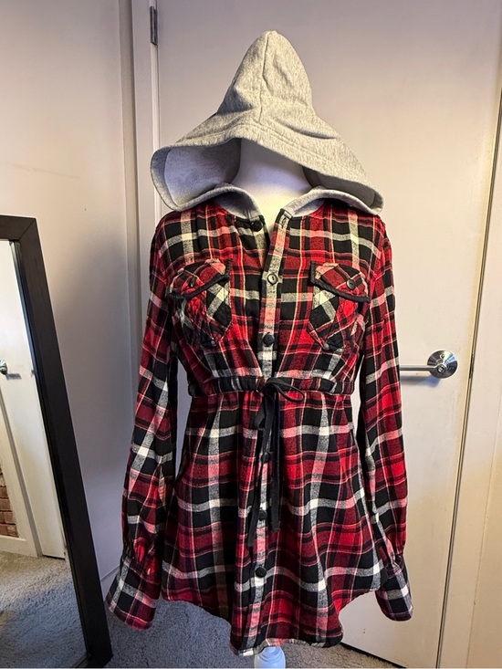 FP Movement by Free People Tops - Free People Red & Black Plaid Hooded Flannel
